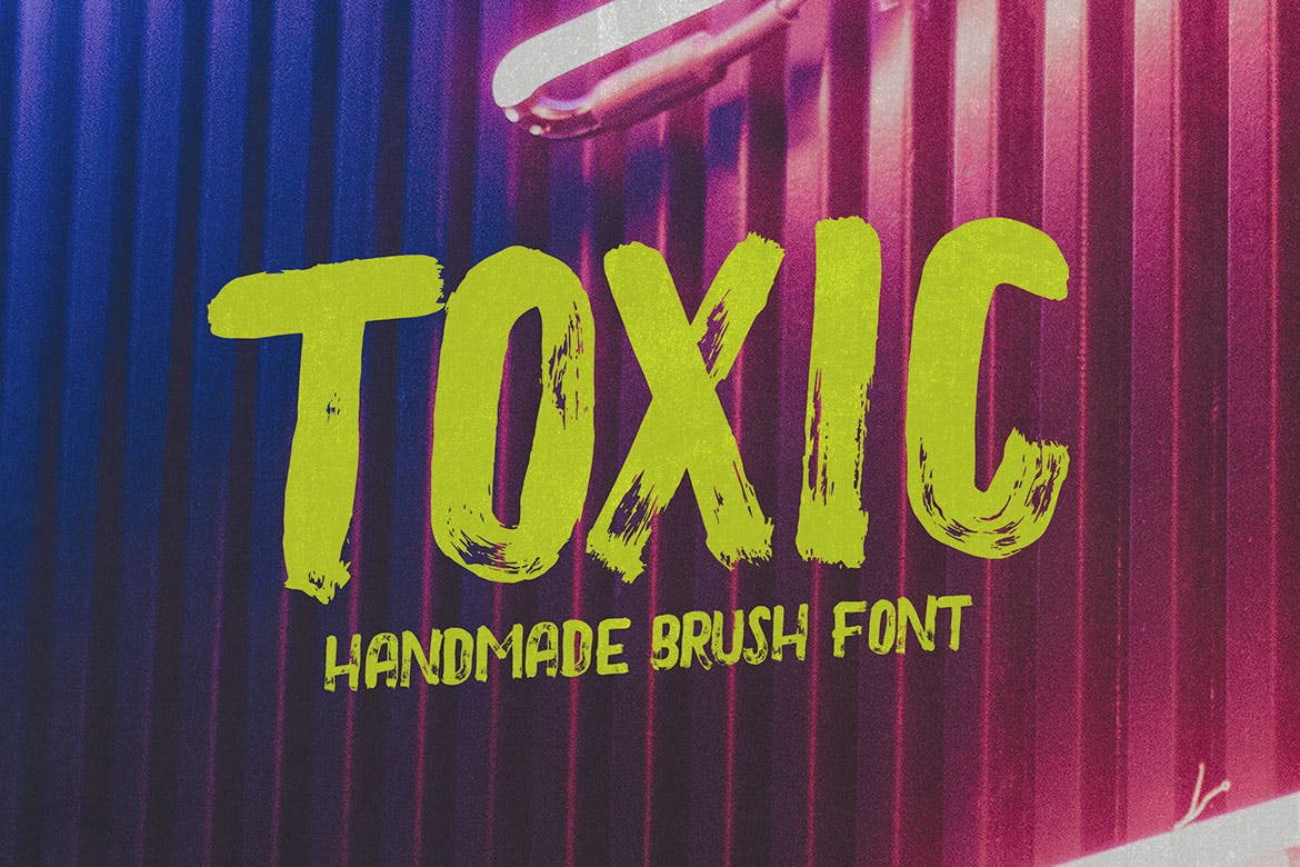 炫酷手写毛笔笔刷效果英文字体素材 Toxic - Brush & Grunge Font_img_2