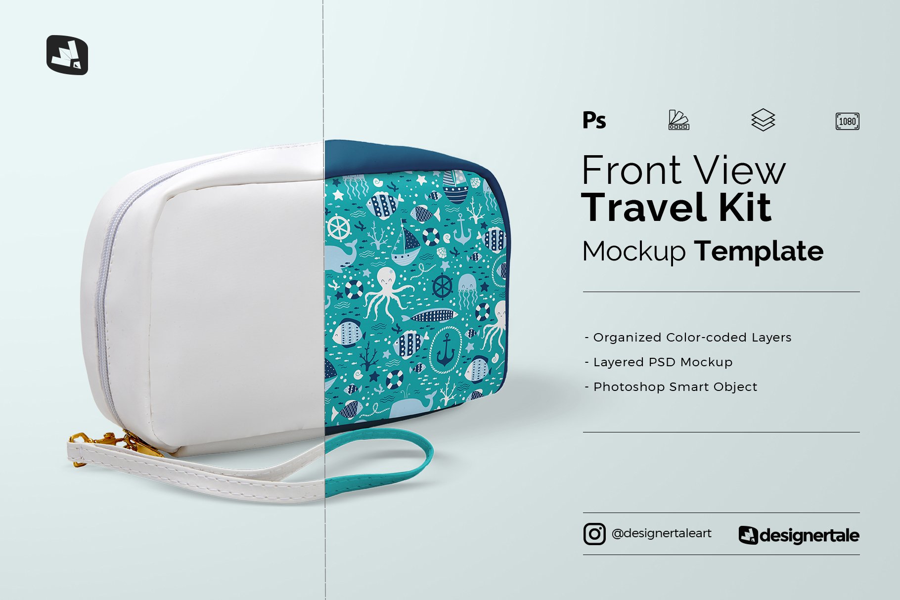 皮革旅行单肩背包设计展示样机套件 Front View Travel Kit Mockup_img_2