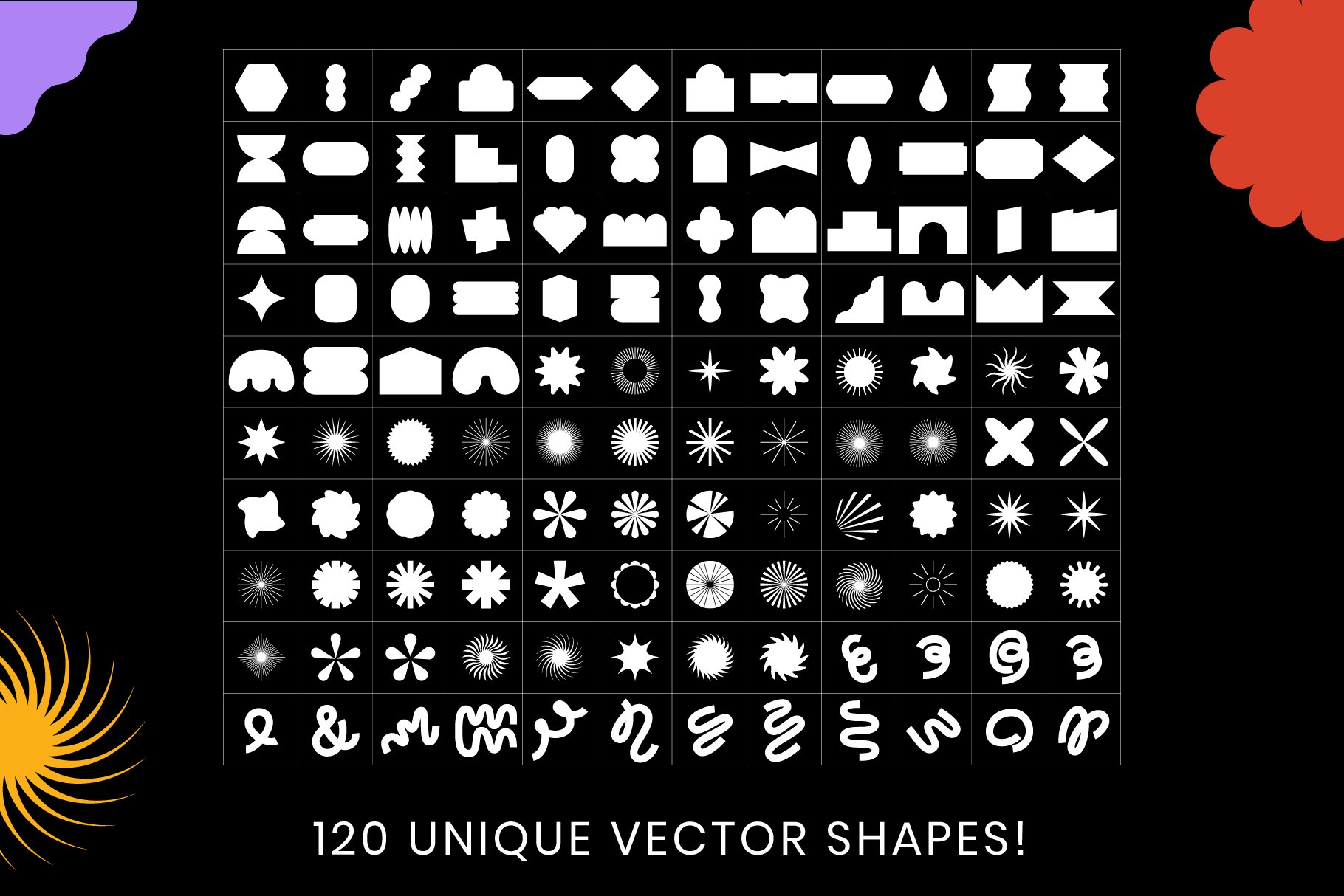 120款潮流几何图形艺术装饰标志花体字体设计素材 Designer Dingbats - 120 shapes!_img_2