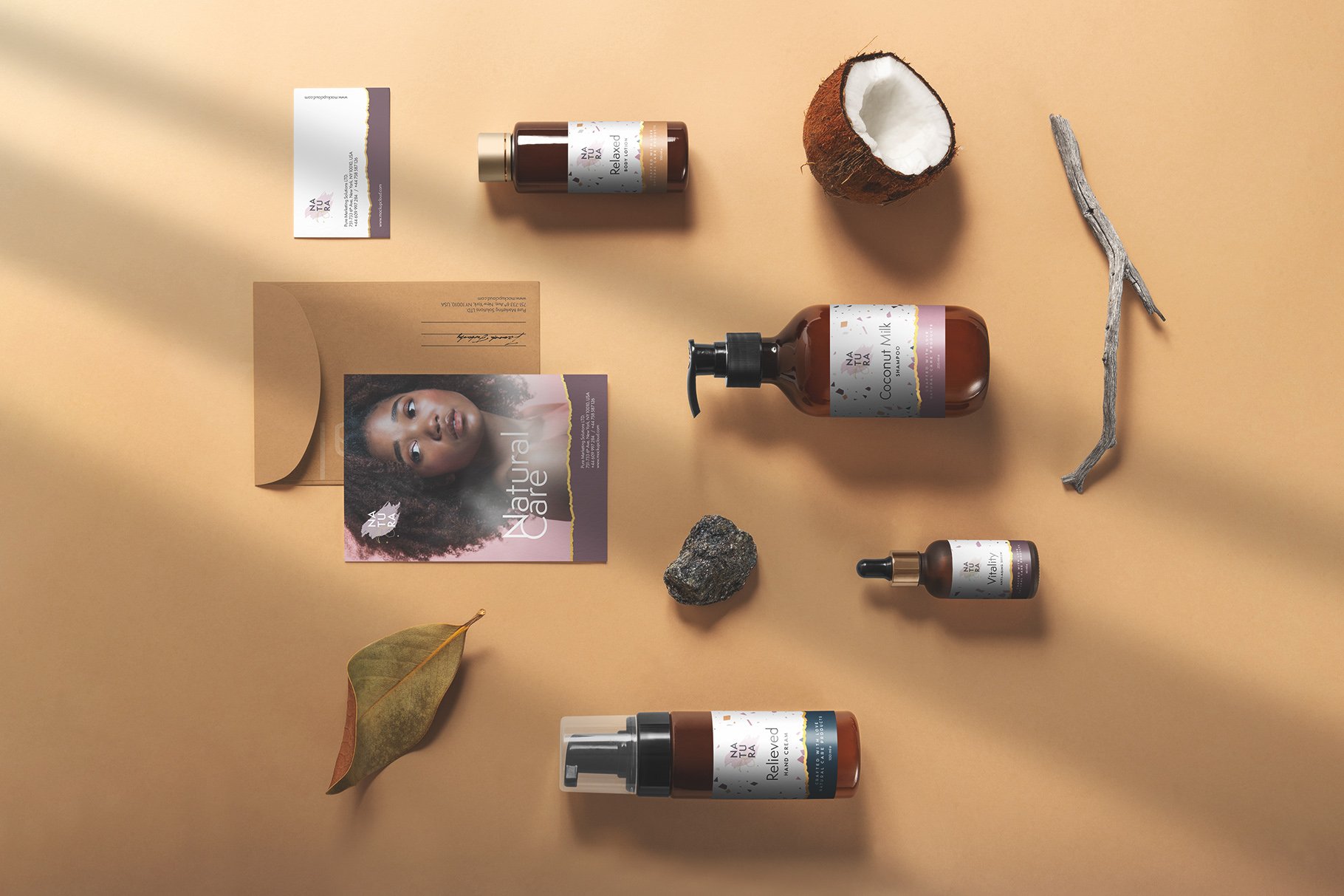 21款优雅轻奢质感化妆品品牌VI包装设计贴图样机模板 Natura – Cosmetics Branding Mockups_img_2