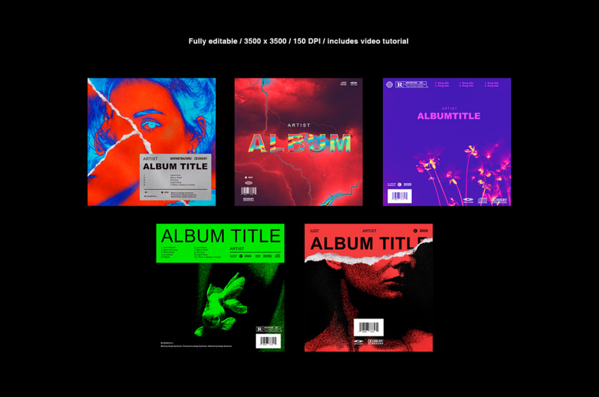 15款时尚潮流CD盒封面设计PSD模板素材合集 Cover Art Template Pack Bundle_img_2