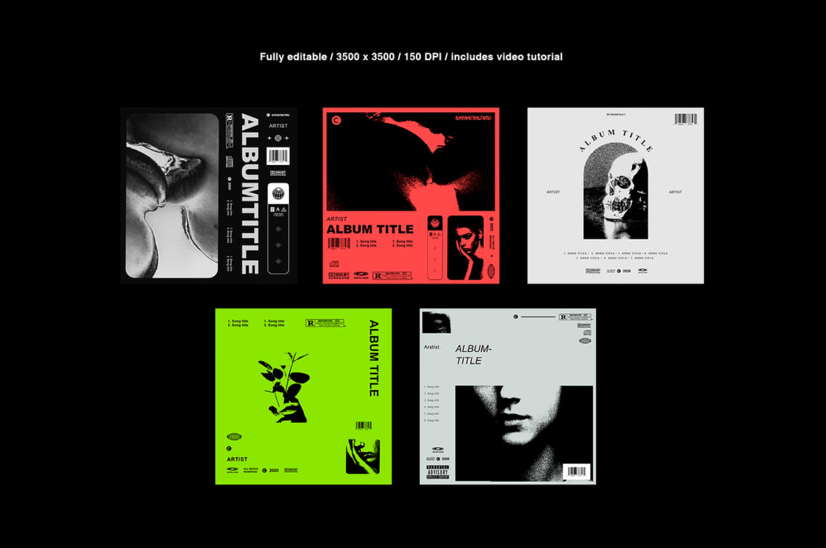 15款时尚潮流CD盒封面设计PSD模板素材合集 Cover Art Template Pack Bundle_img_2