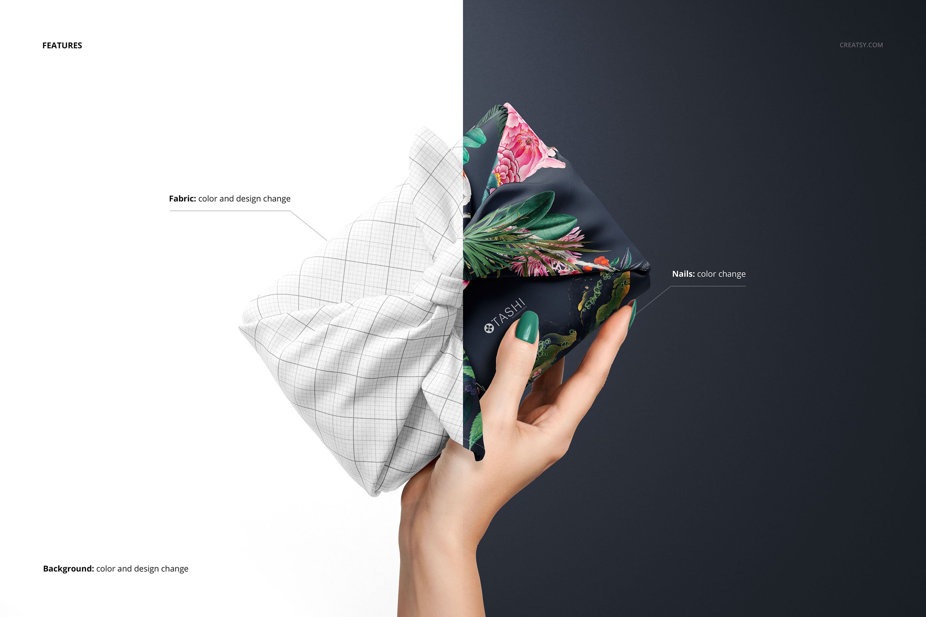 包裹环绕捆绑布料印花图案设计展示贴图样机合集 Furoshiki Fabric Wrap 2 Mockup Set_img_2