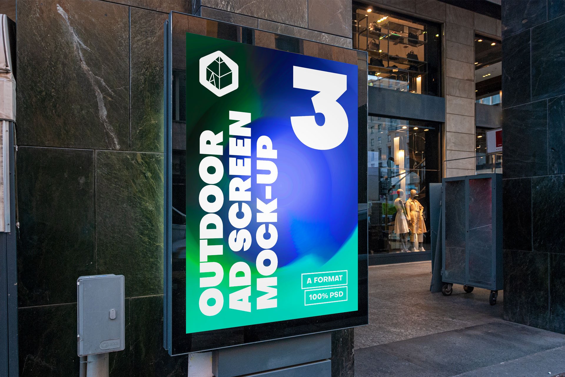 15款街头户外车站灯箱广告牌设计展示贴图样机 Outdoor Ad Screen MockUps Bundle 5_img_2