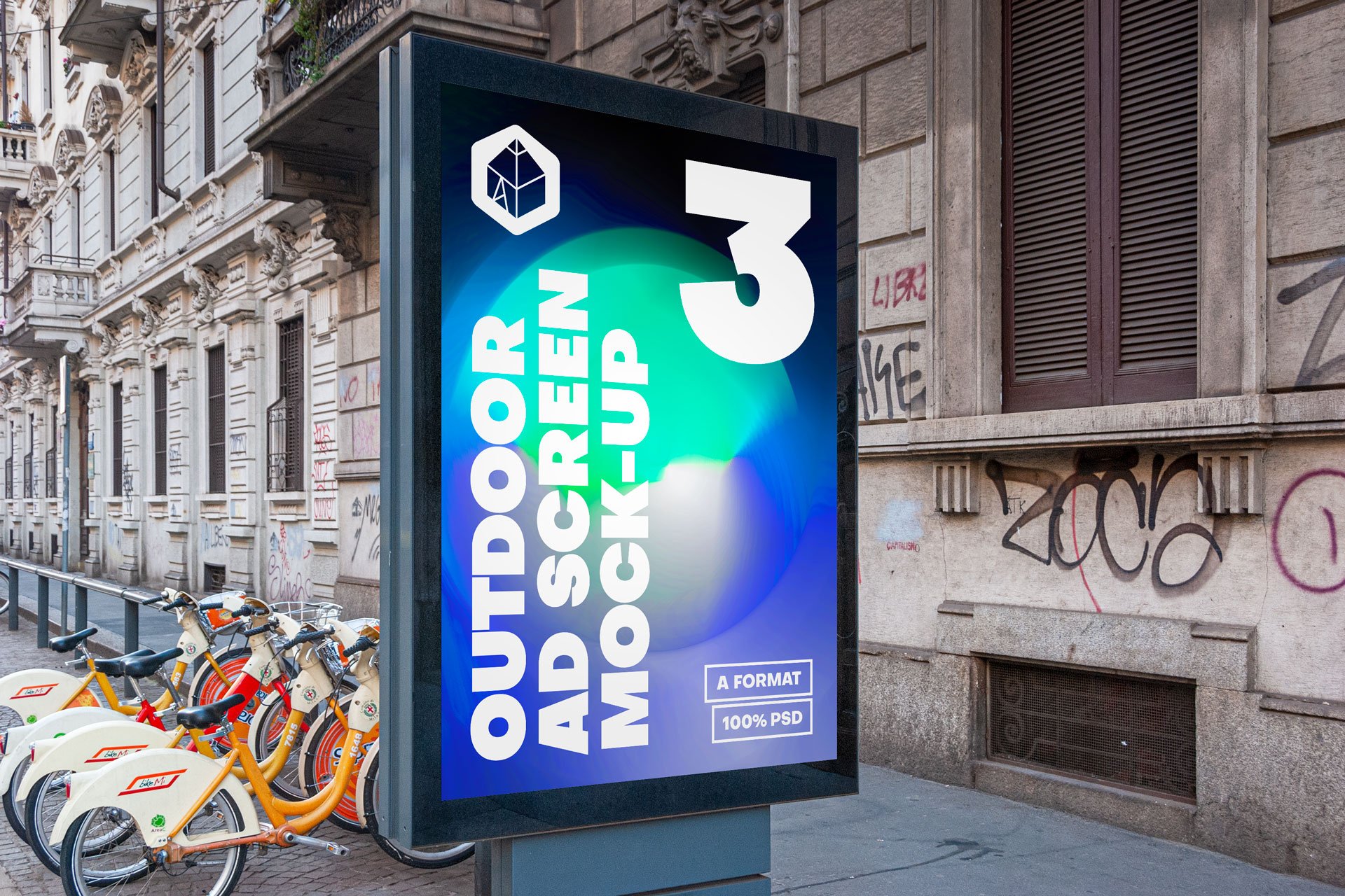 15款街头户外车站灯箱广告牌设计展示贴图样机 Outdoor Ad Screen MockUps Bundle 5_img_2