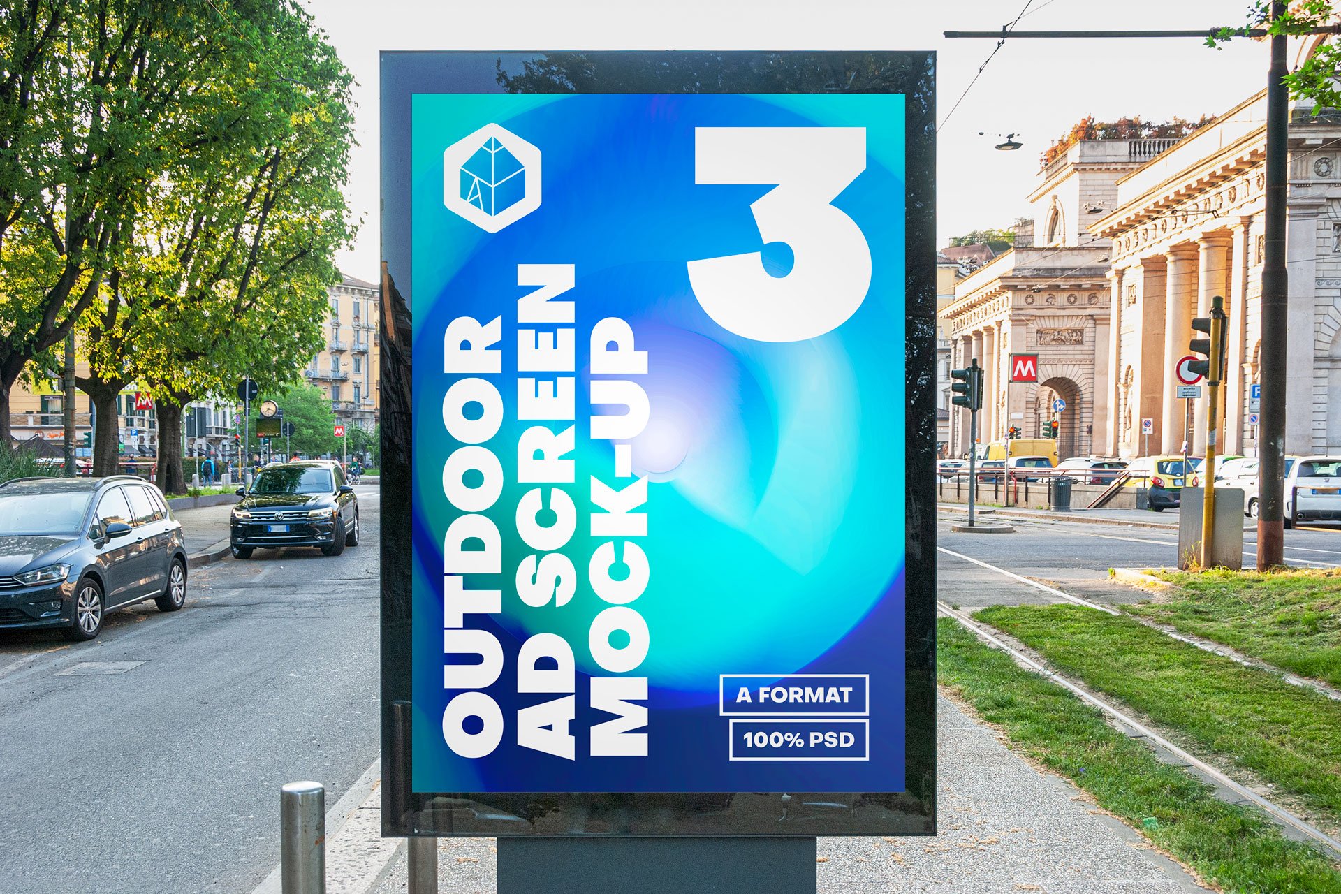 15款街头户外车站灯箱广告牌设计展示贴图样机 Outdoor Ad Screen MockUps Bundle 5_img_2