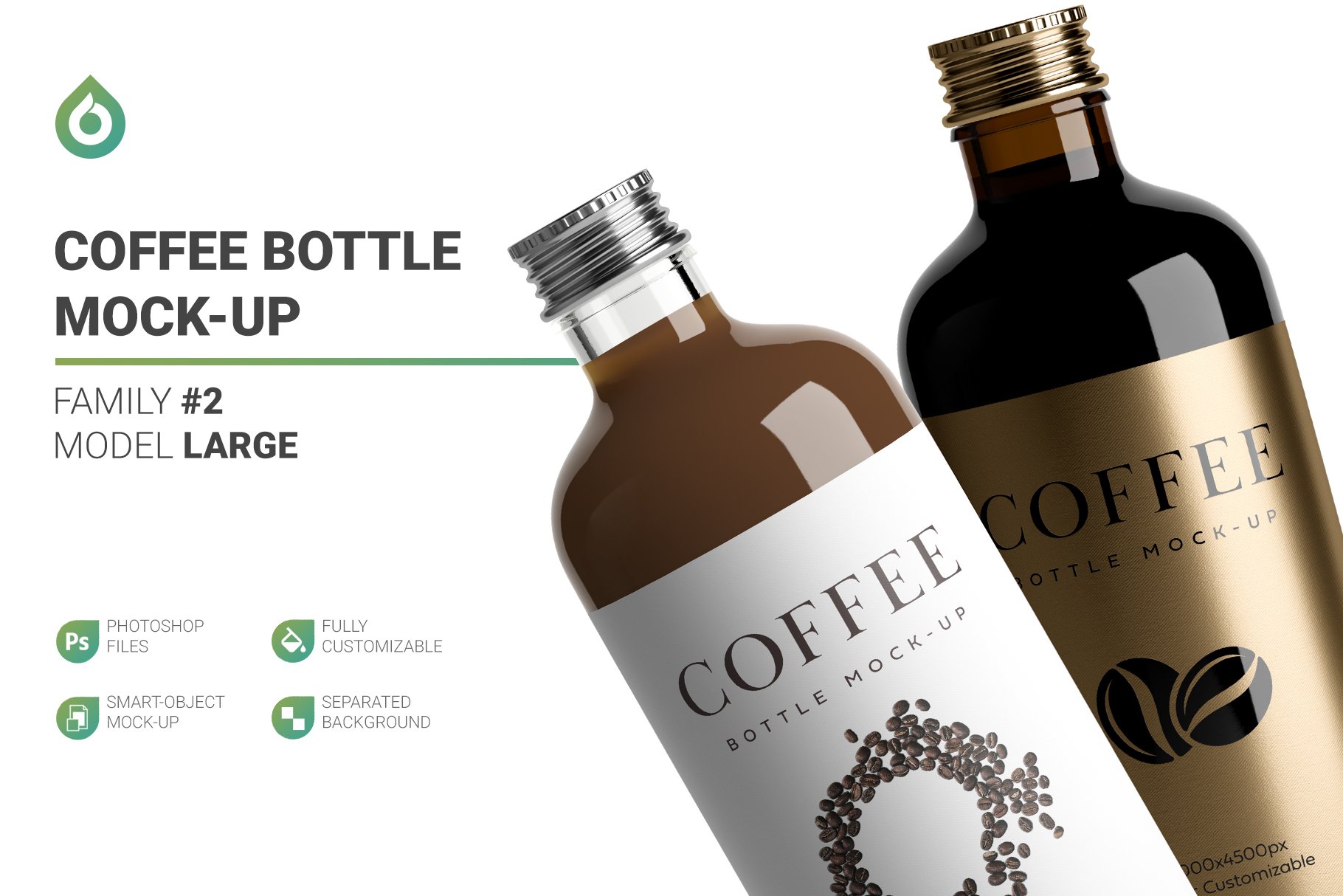 简约咖啡玻璃瓶标签设计贴图样机 Coffee Bottle Mockup_img_2