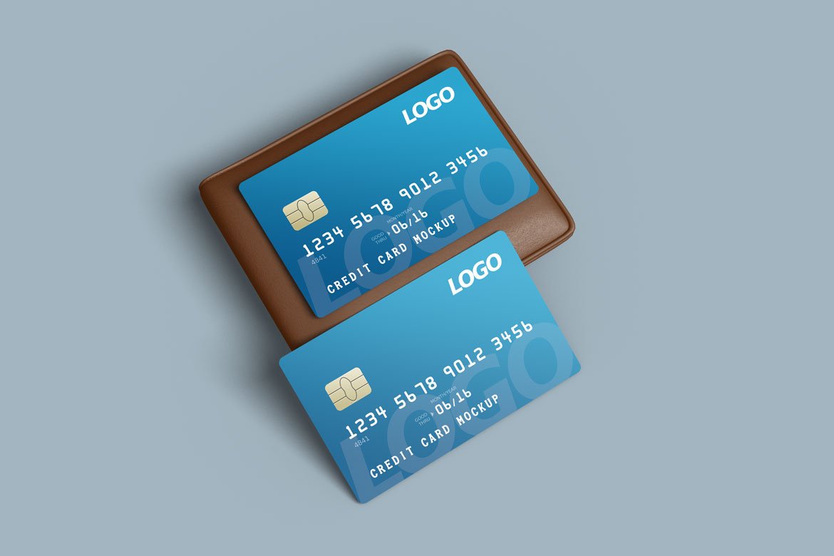 简约信用卡钱包设计展示样机模板 Credit Card Mockup With Wallet_img_2