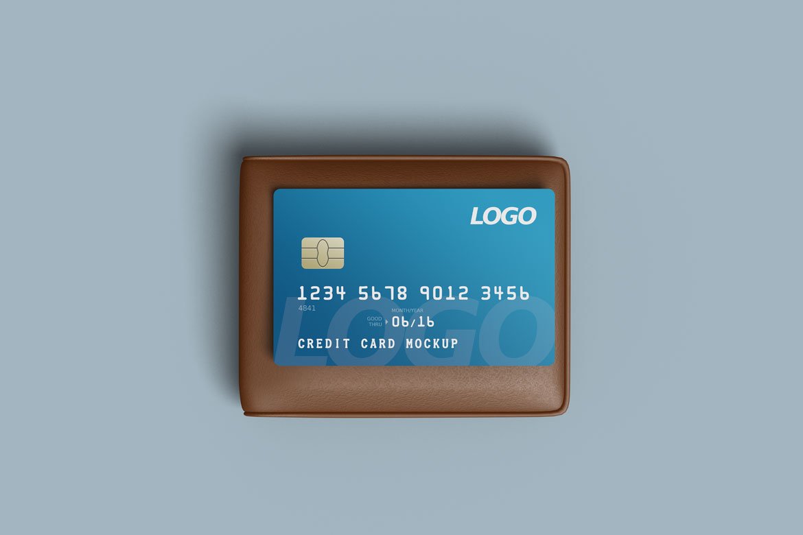 简约信用卡钱包设计展示样机模板 Credit Card Mockup With Wallet_img_2