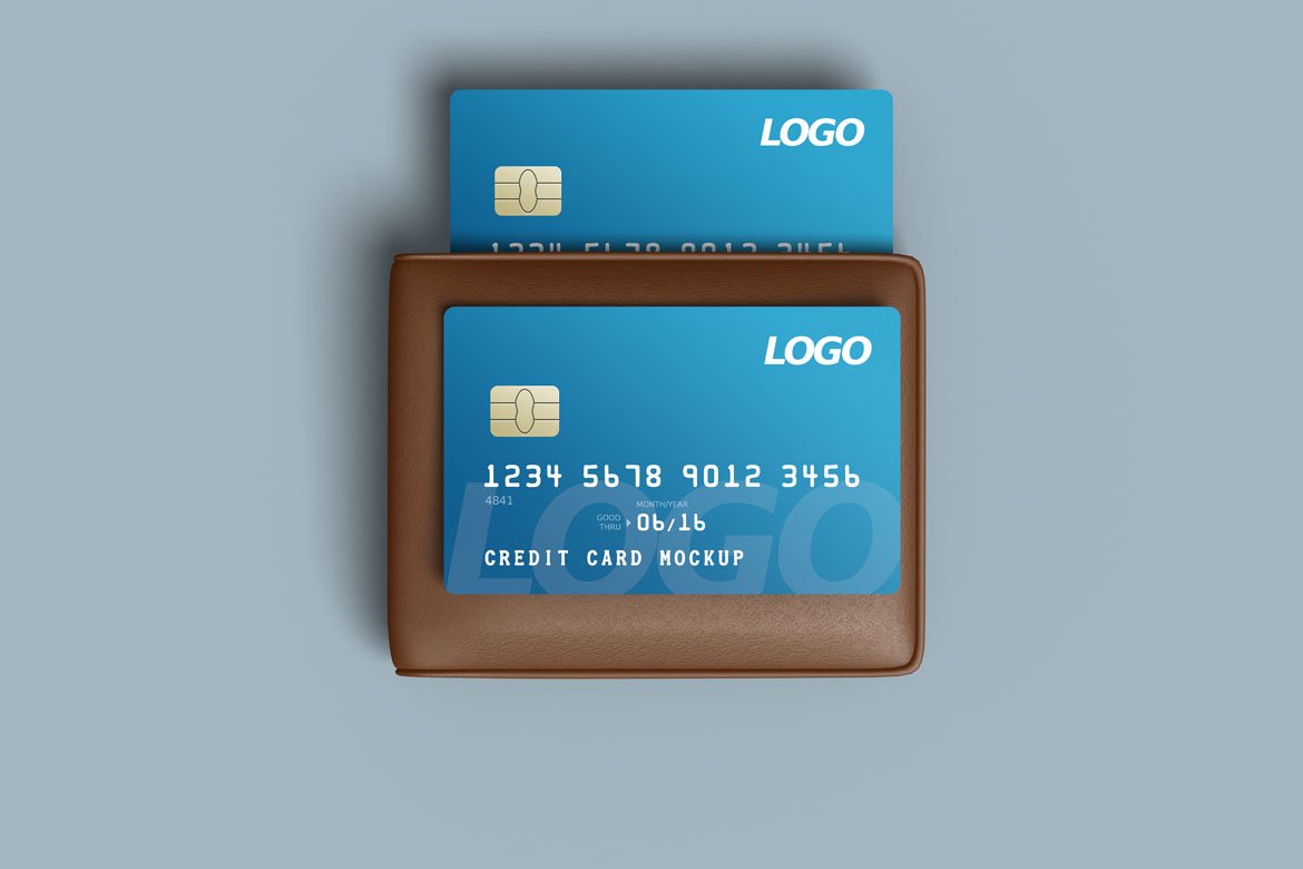 简约信用卡钱包设计展示样机模板 Credit Card Mockup With Wallet_img_2