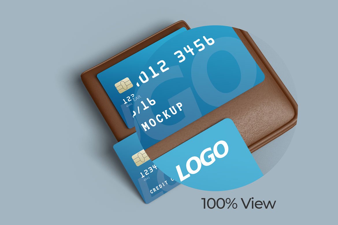 简约信用卡钱包设计展示样机模板 Credit Card Mockup With Wallet_img_2