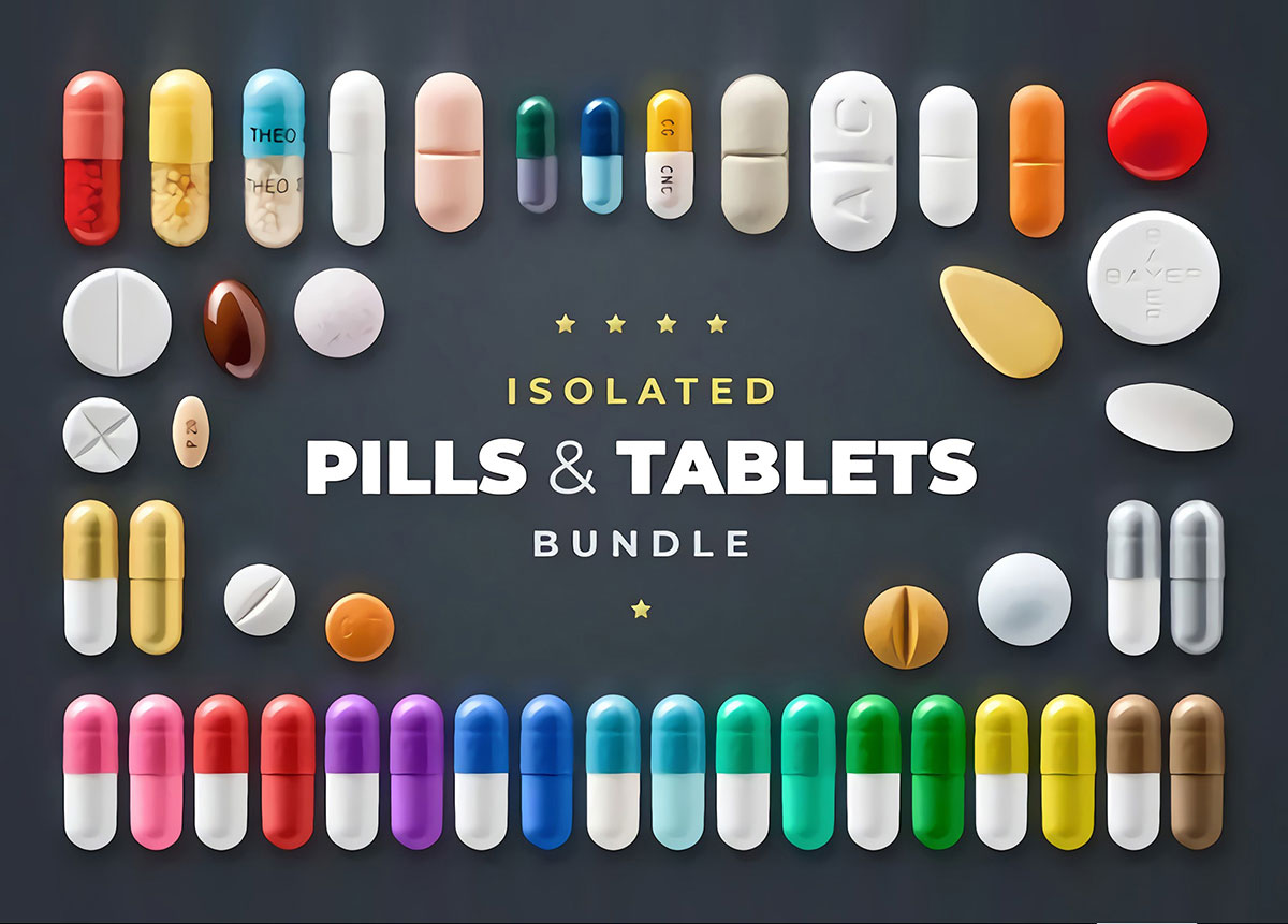 47片高清多彩药品药丸元素设计PNG图片素材 Pills & Tablets Photo Bundle - Drugs_img_2