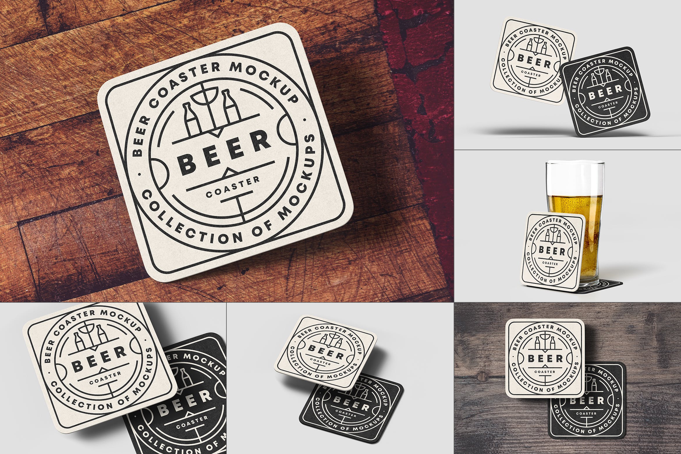 7款啤酒杯垫设计展示贴图样机 Beer Coaster Mockup 2_img_2