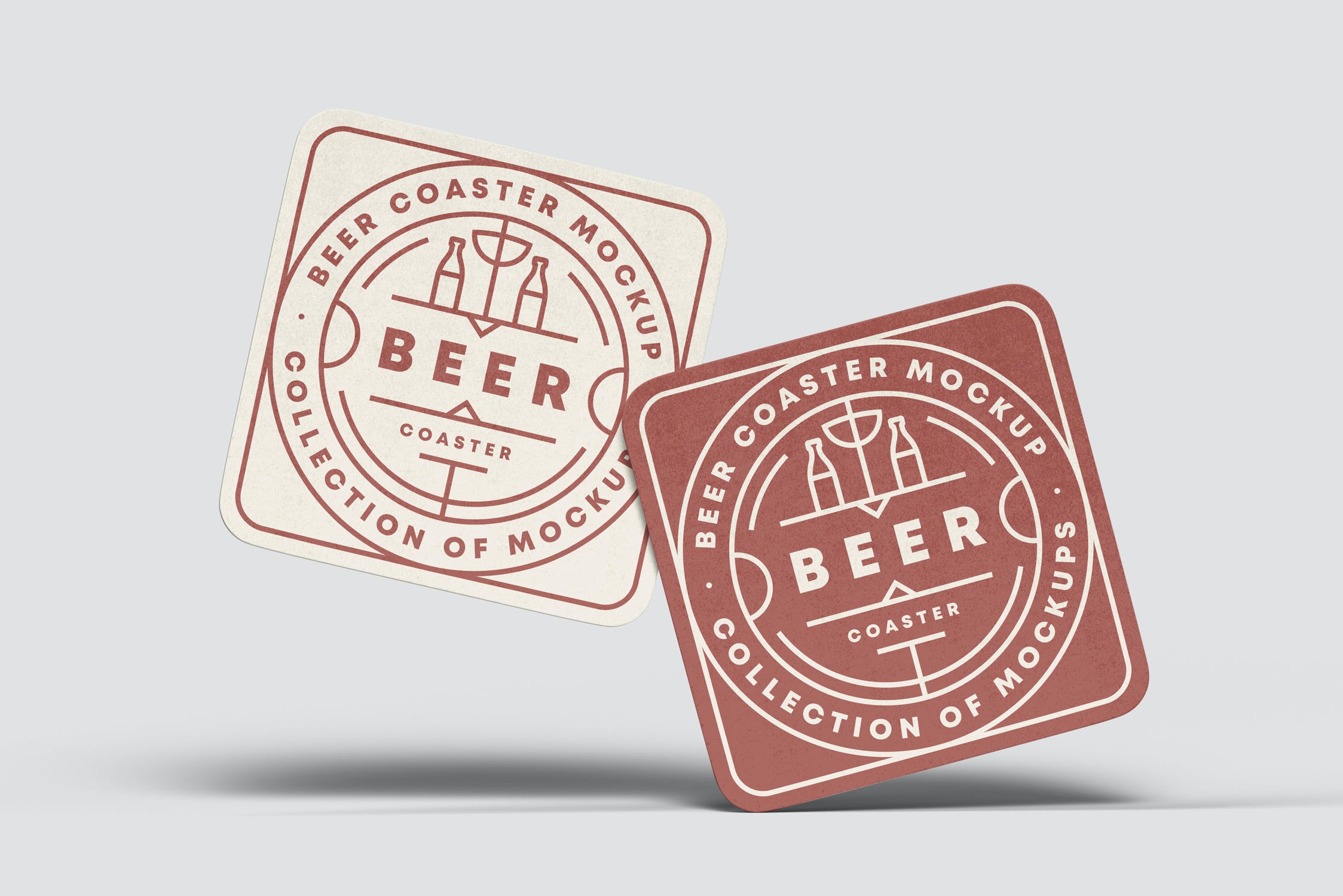 7款啤酒杯垫设计展示贴图样机 Beer Coaster Mockup 2_img_2