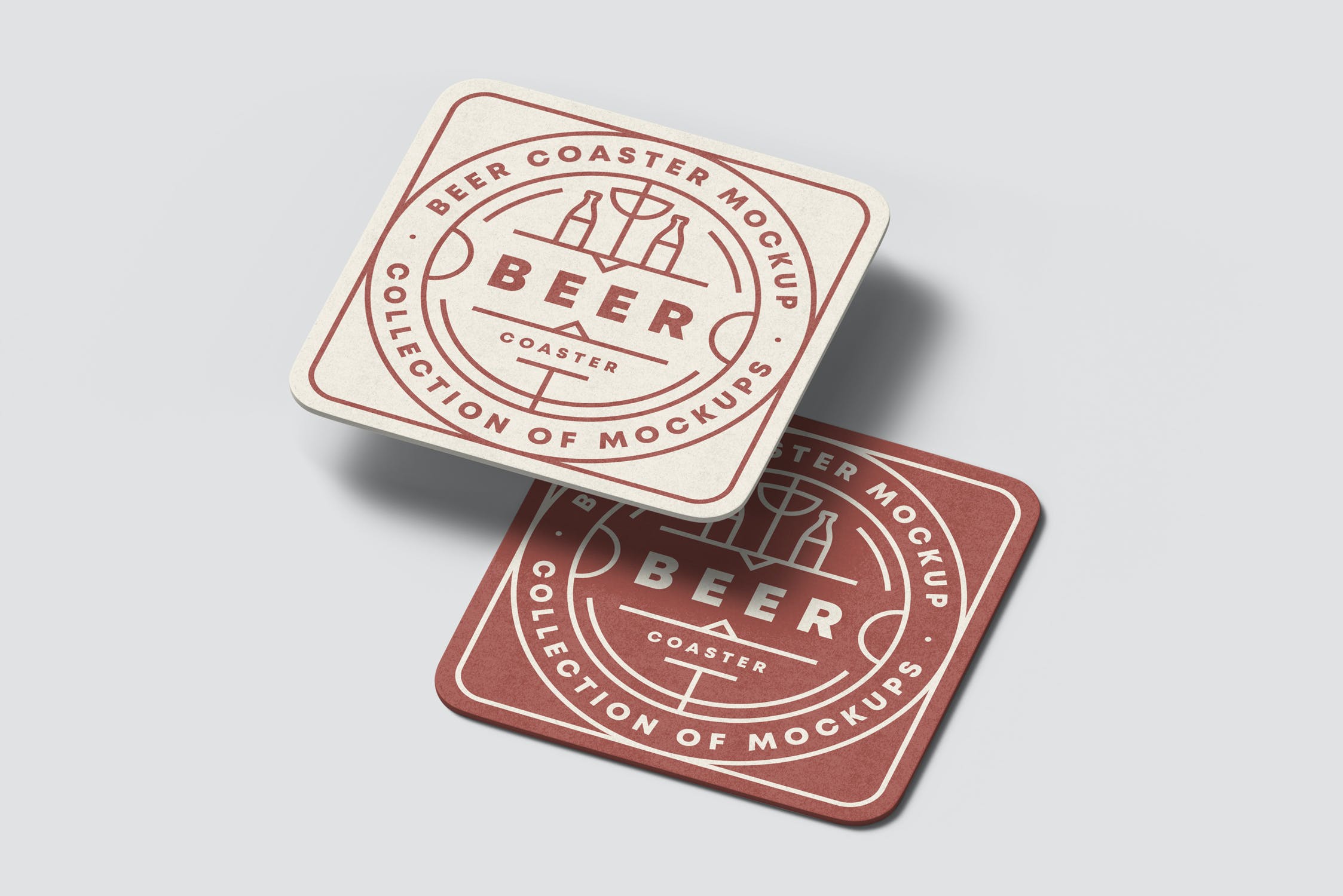 7款啤酒杯垫设计展示贴图样机 Beer Coaster Mockup 2_img_2