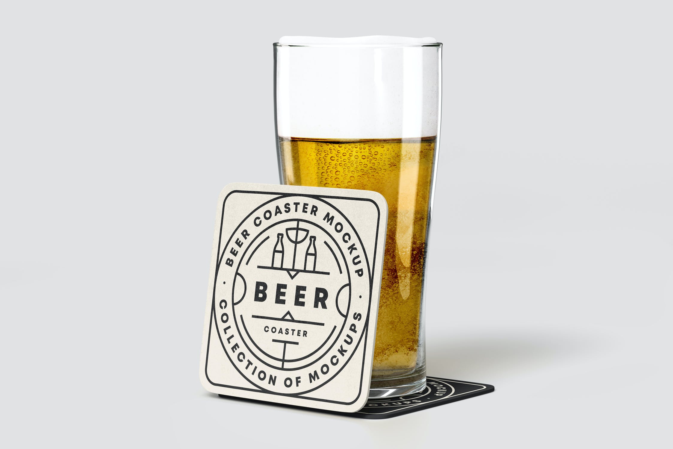 7款啤酒杯垫设计展示贴图样机 Beer Coaster Mockup 2_img_2