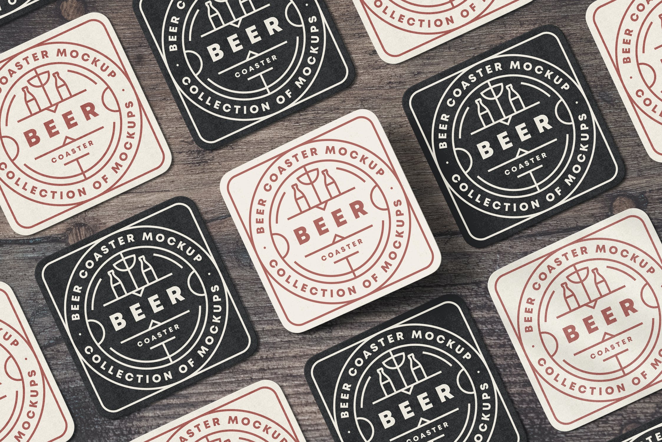 7款啤酒杯垫设计展示贴图样机 Beer Coaster Mockup 2_img_2