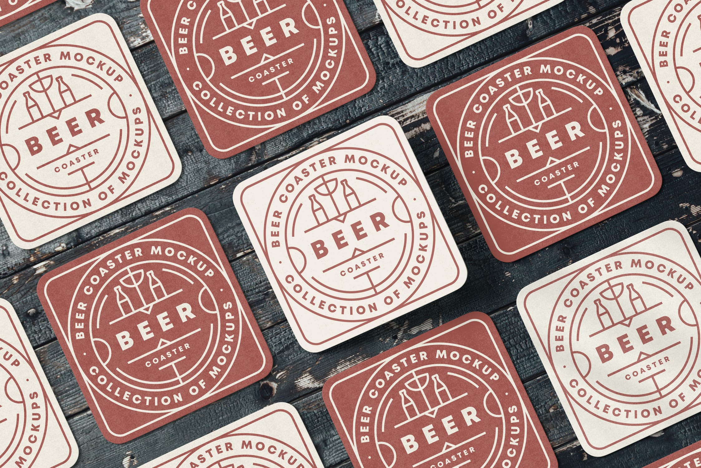 7款啤酒杯垫设计展示贴图样机 Beer Coaster Mockup 2_img_2