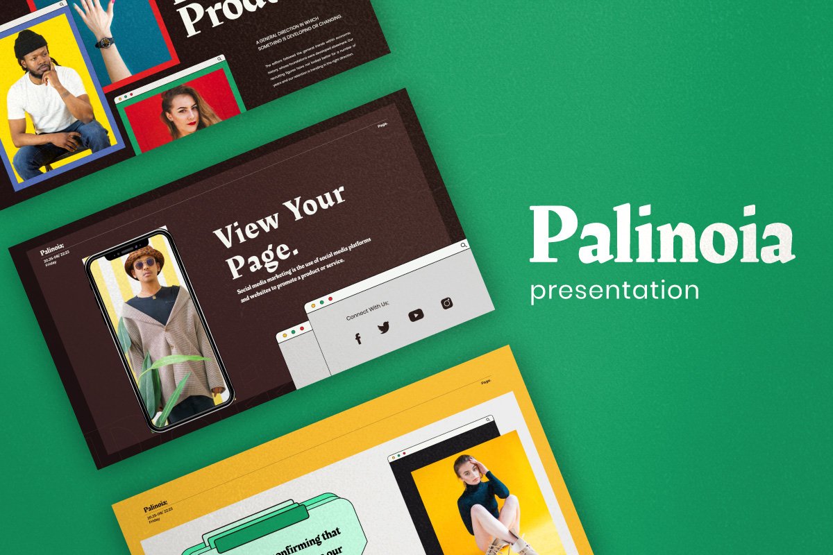 潮流撞色服装设计作品集图文排版演示文稿模板 Palinoia - Powerpoint_img_2