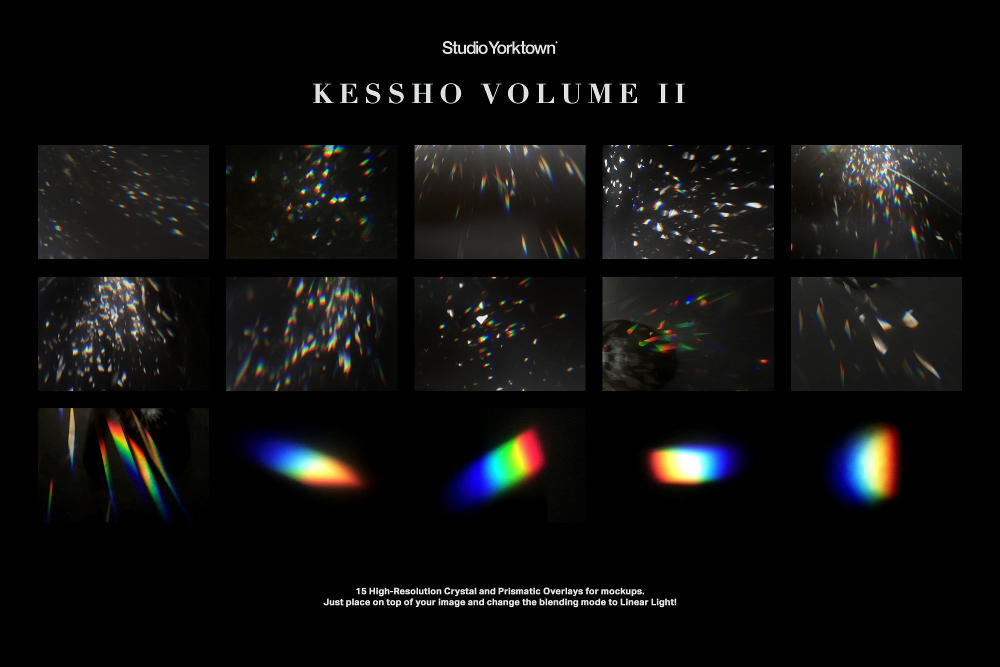 15款炫彩棱镜天然光效水晶晶体光影彩虹光斑PS叠加层素材 Kessho Crystal Light Overlays Vol II_img_2