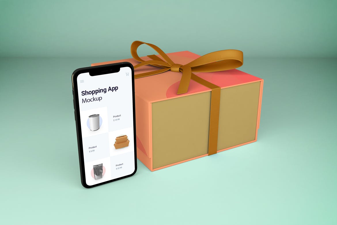 购物礼盒场景APP应用程序设计手机屏幕展示样机 Shopping App V.1 Mockup_img_2