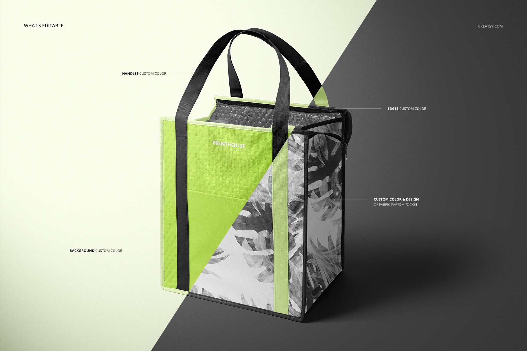 时尚外卖保温铝箔袋设计展示贴图样机模板PS素材 Therm-O-Tote Insulated Bag Mockup_img_2