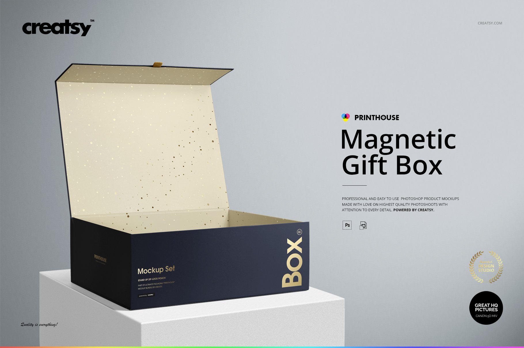 烫金效果磁性礼品盒外观设计贴图样机模板合集 Magnetic Gift Box Mockup Set_img_2