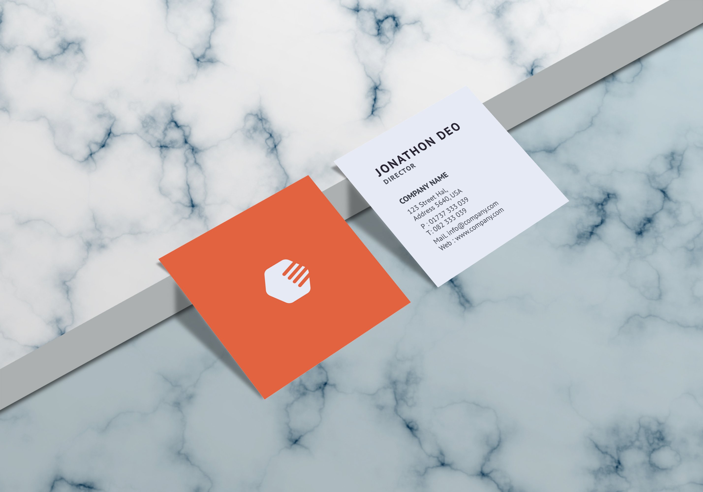 14款方形商务名片卡片设计展示贴图样机 Square Business Card Mockup_img_2