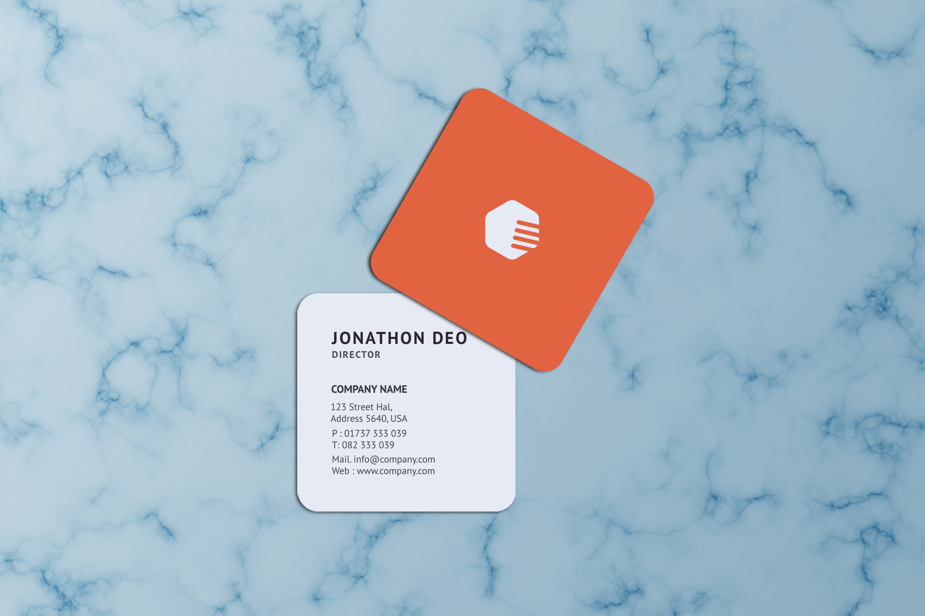 14款方形商务名片卡片设计展示贴图样机 Square Business Card Mockup_img_2