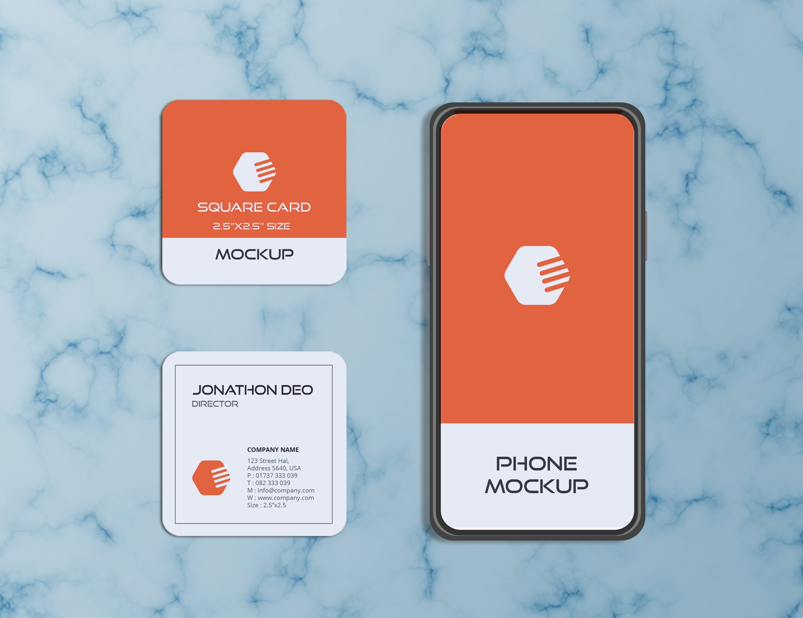 14款方形商务名片卡片设计展示贴图样机 Square Business Card Mockup_img_2