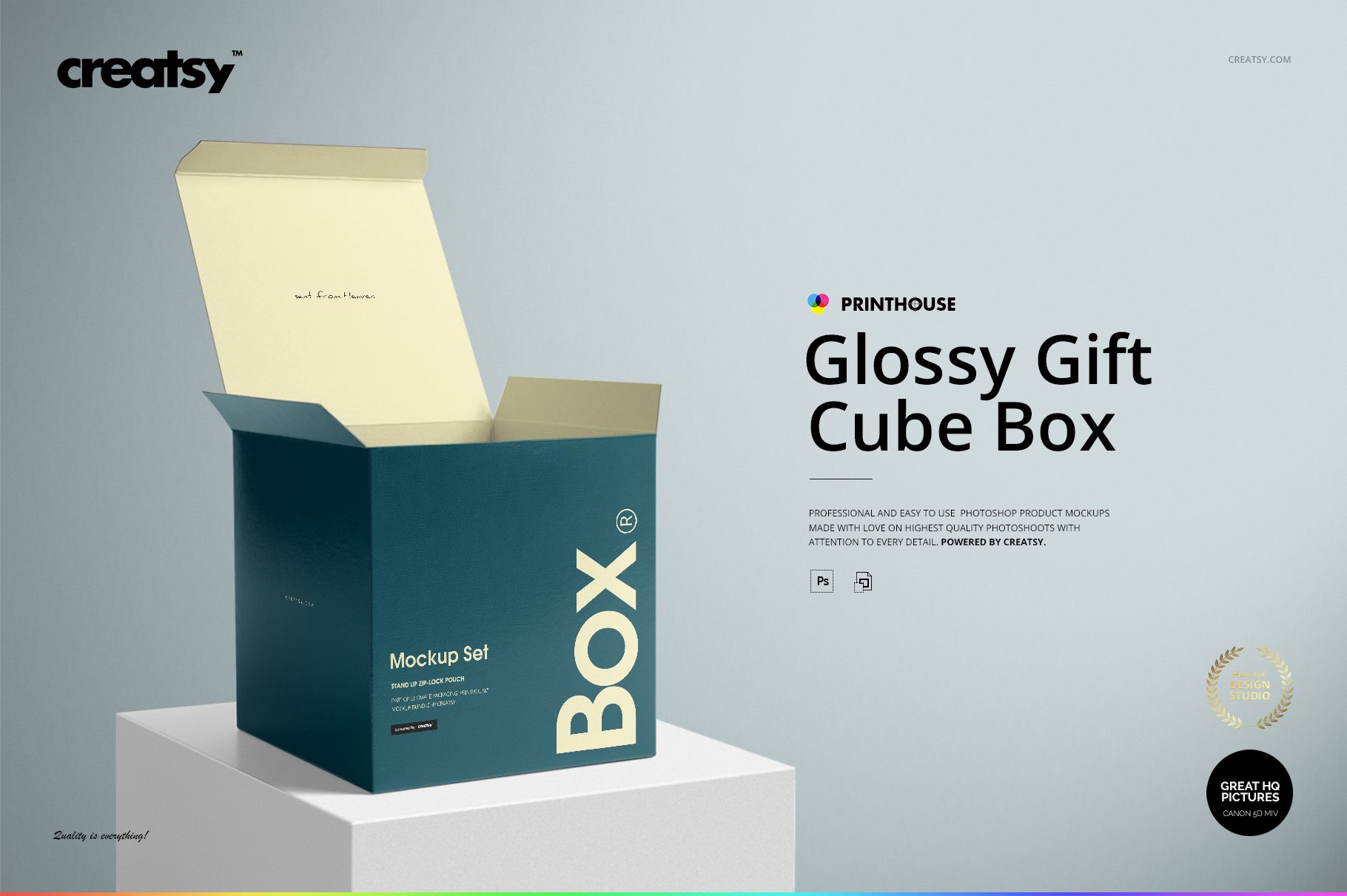 光泽方形产品礼物包装纸盒设计展示贴图样机合集 Glossy Gift Square Box Mockup Set_img_2