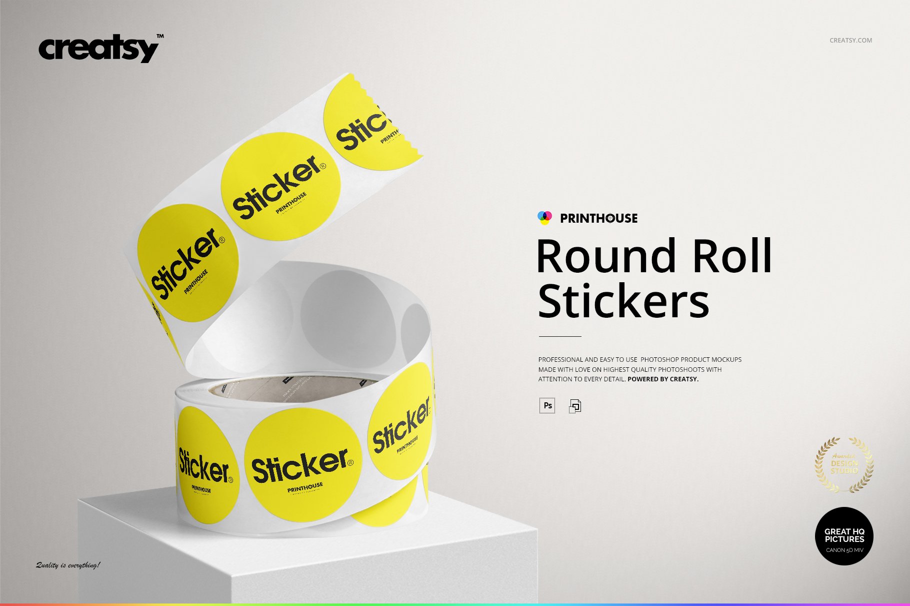 10款圆形胶带不干胶标签贴纸设计展示贴图样机合集 Round Roll Stickers Mockup Set_img_2