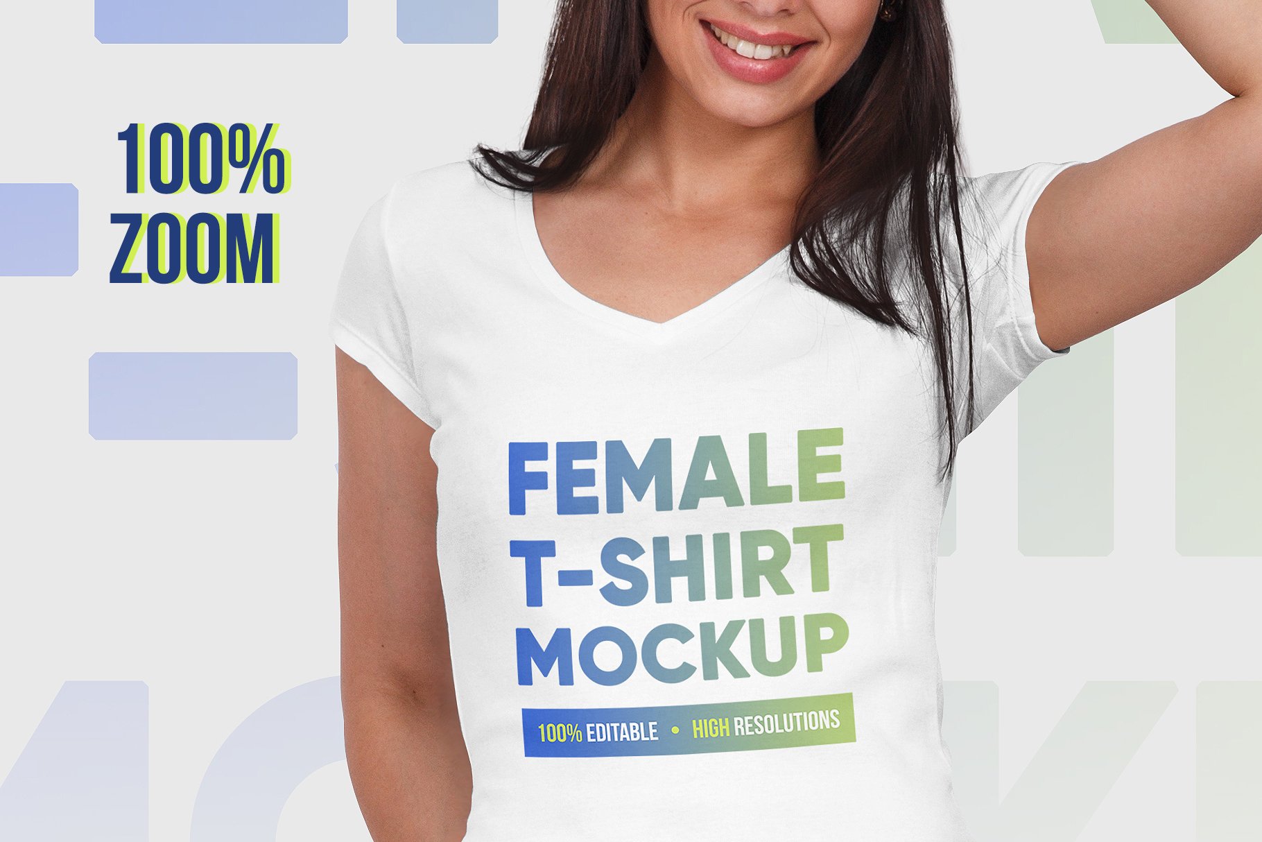 8款女式棒球帽T恤设计展示贴图样机 Female T-Shirt & Baseball Cap Mockup_img_2