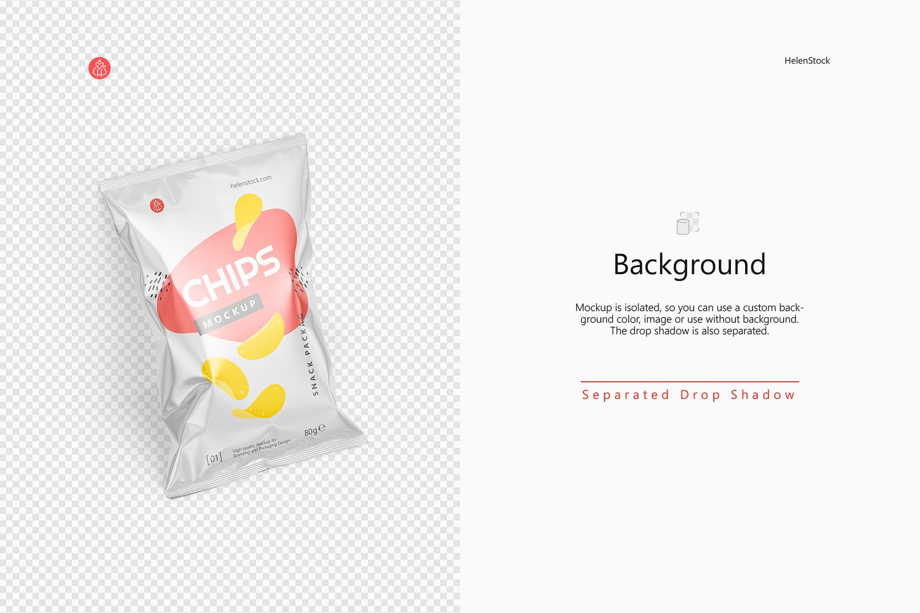 光泽小吃零食塑料包装袋设计贴图样机 Tilted Glossy Snack Package Mockup_img_2