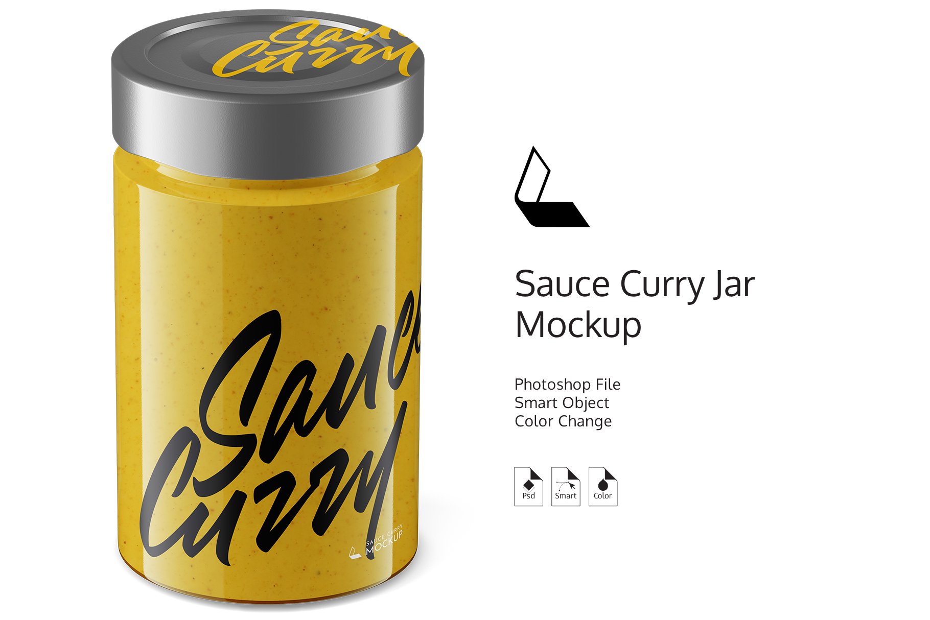 酱咖喱食品包装罐设计贴图样机 Sauce Curry Jar Mockup_img_2