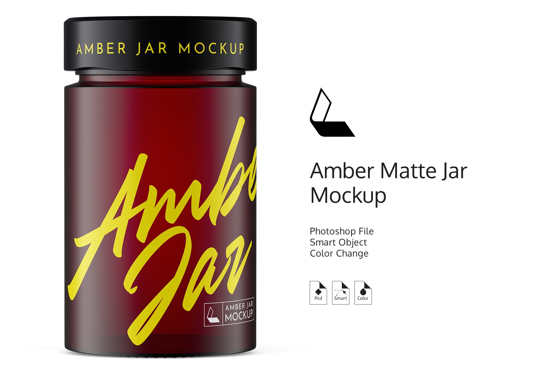 哑光琥珀包装罐标签设计贴图样机 Amber Matte Jar Mockup_img_2