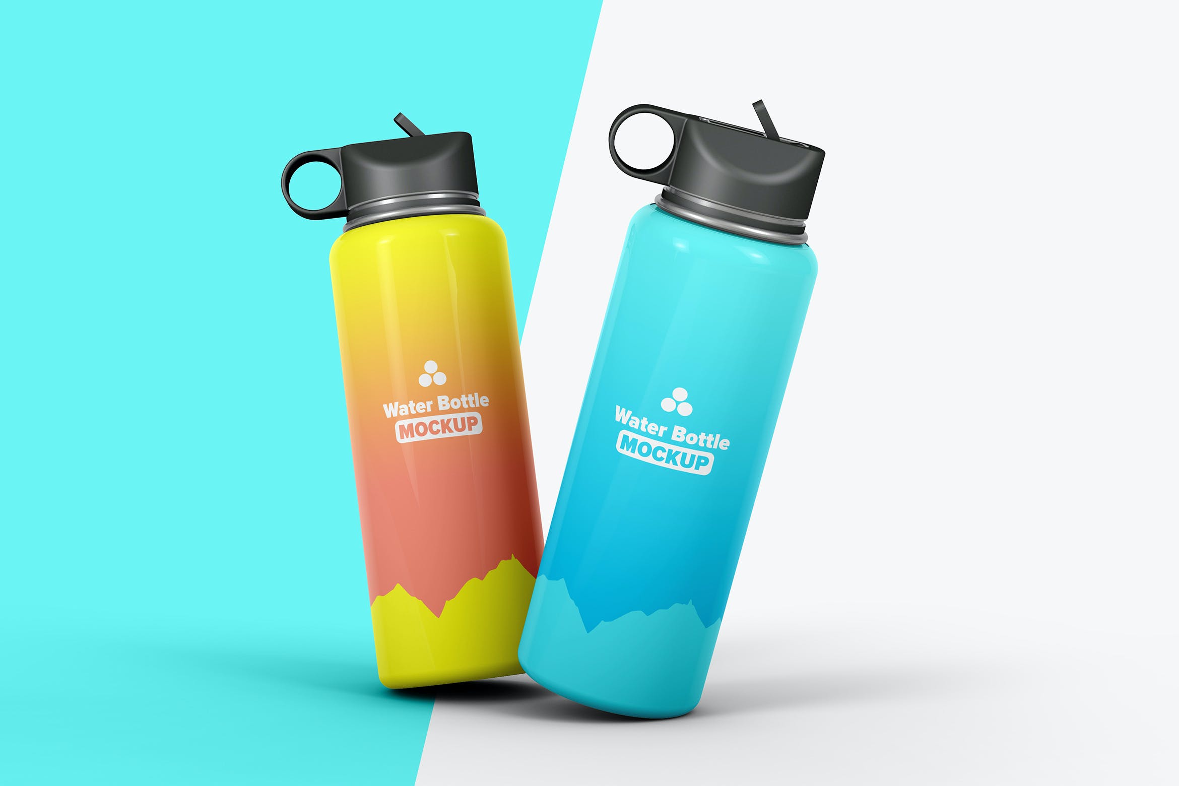 3款保温水瓶外观设计贴图样机 Water Bottle Mockup_img_2