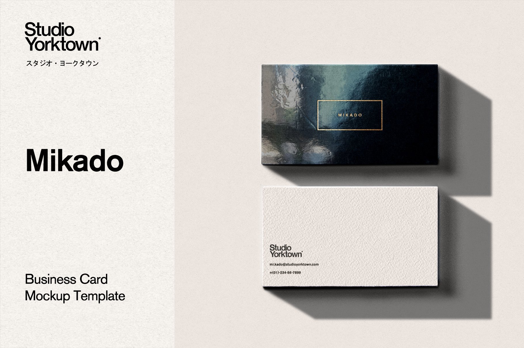 潮流炫彩压印效果商务名片卡片设计贴图样机模板 Studio Yorktown - Mikado Business Card Mockup Template_img_2