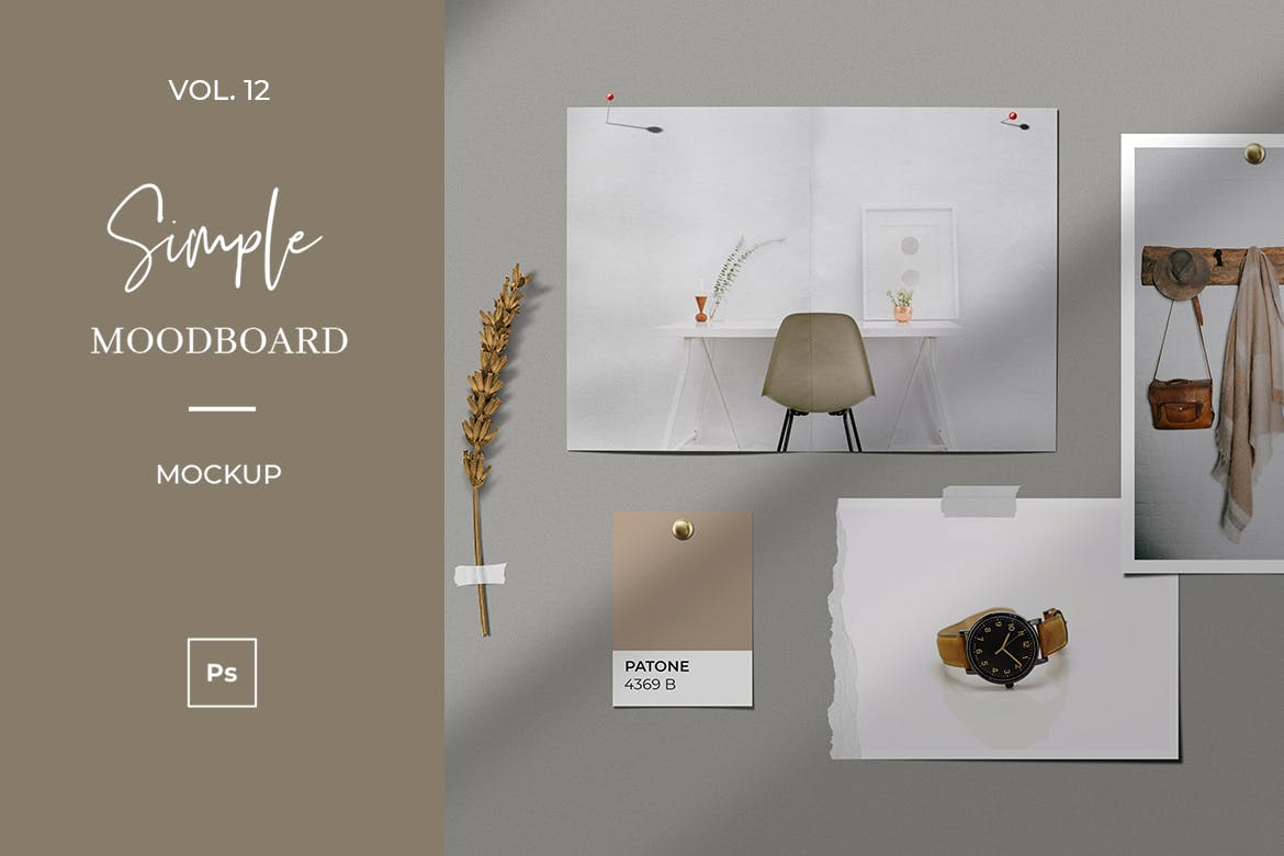 极简情绪版卡片设计展示样机模板 Simple Mood Board Mockup Vol. 12_img_2