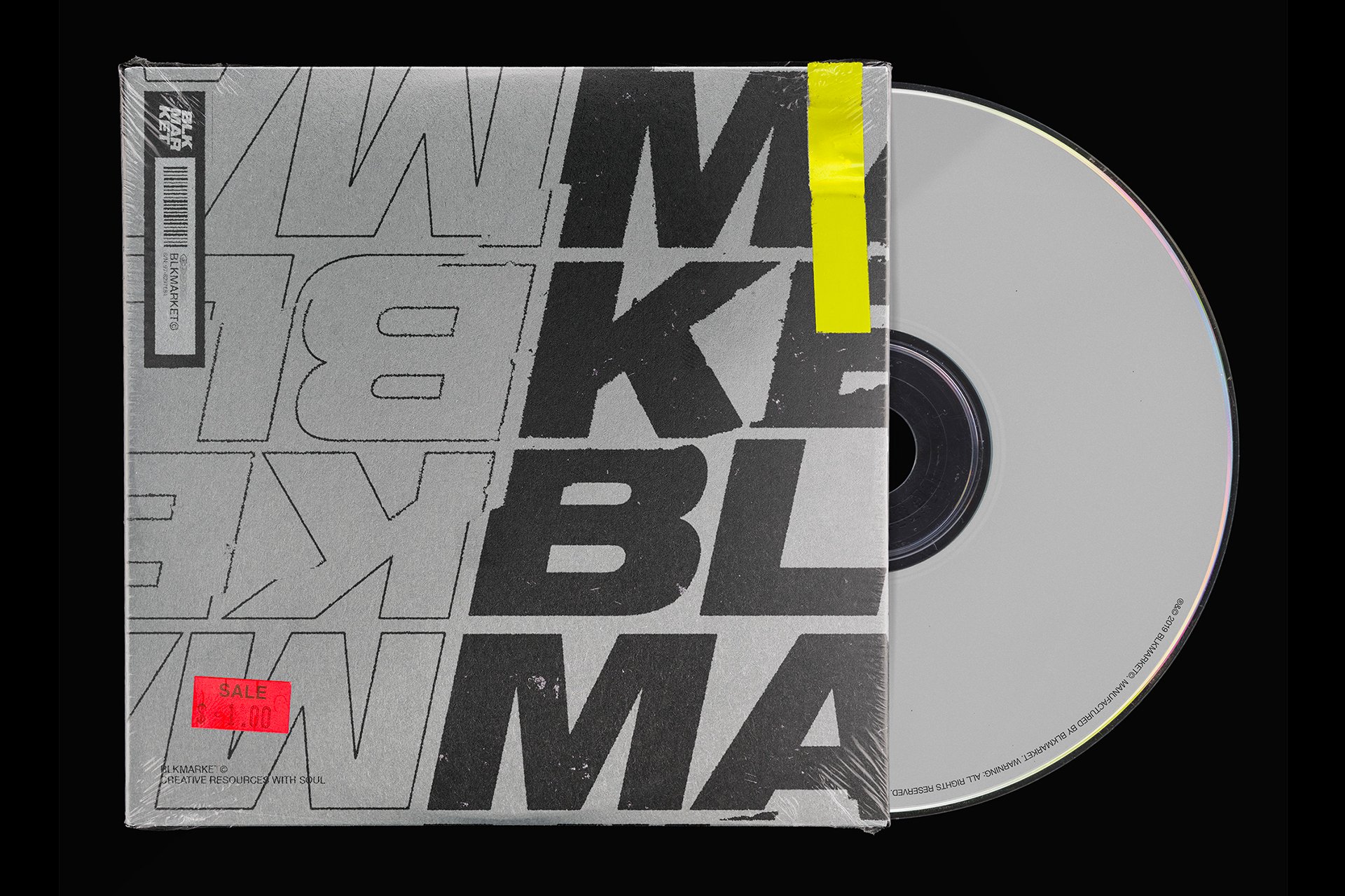 潮流CD保护套纸袋设计展示贴图样机模板 Blkmarket - CD Sleeve Mockup_img_2