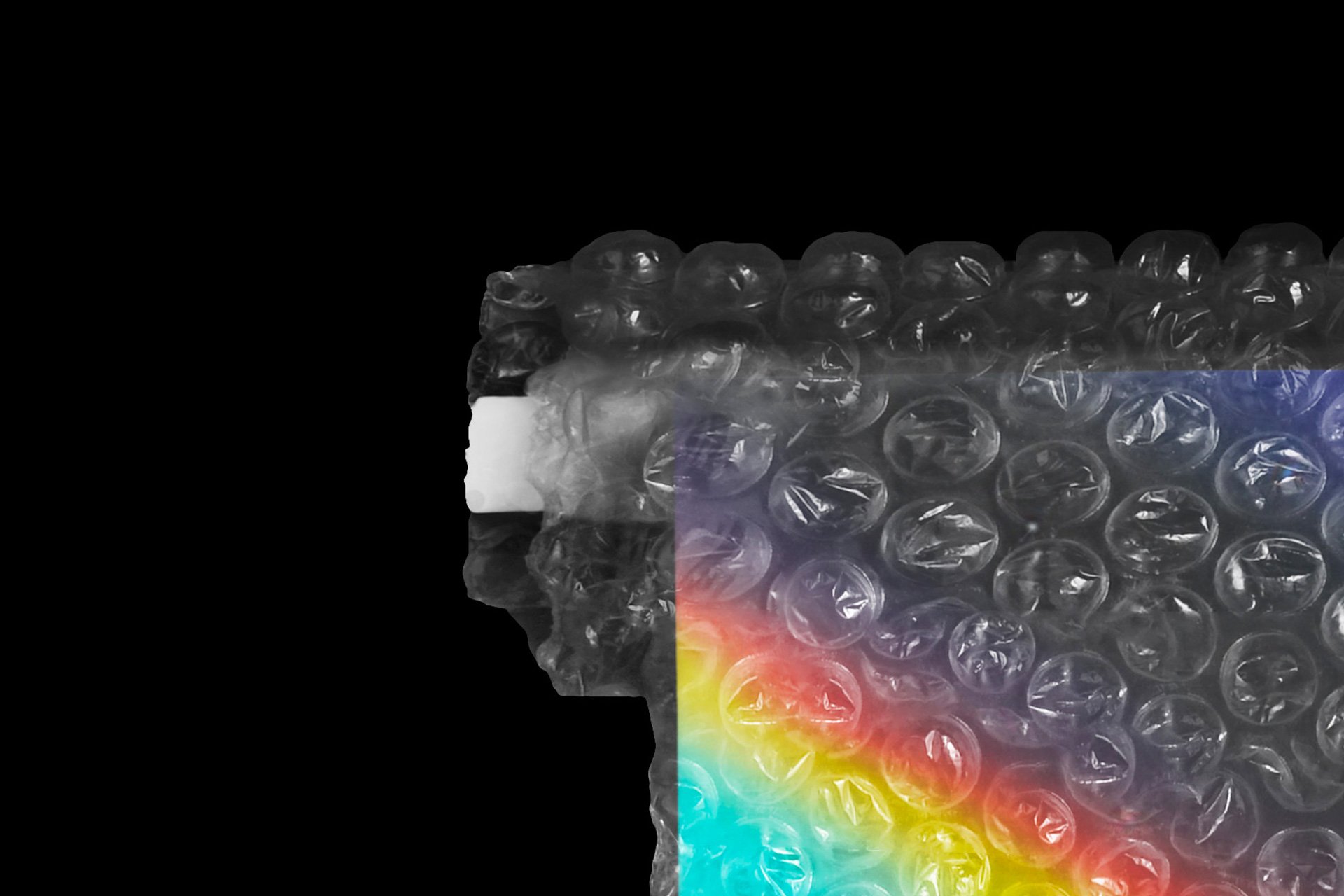 潮流多彩透明塑料气泡膜海报传单设计贴图样机 Blkmarket - Bubble Wrap Mockup_img_2