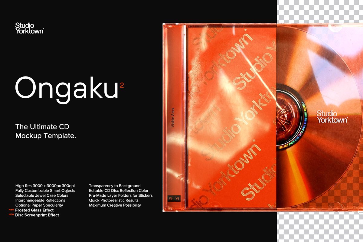 潮流CD光盘塑料盒设计展示贴图样机模板 Ongaku - Ultimate CD Mockup Template_img_2