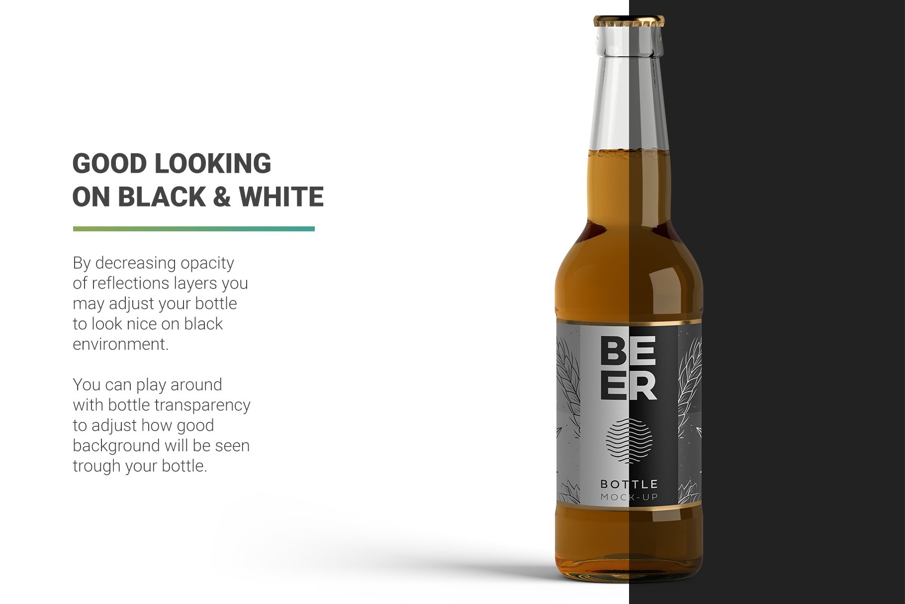 高分辨率啤酒瓶标签设计样机 Beer Bottle Mockup_img_2