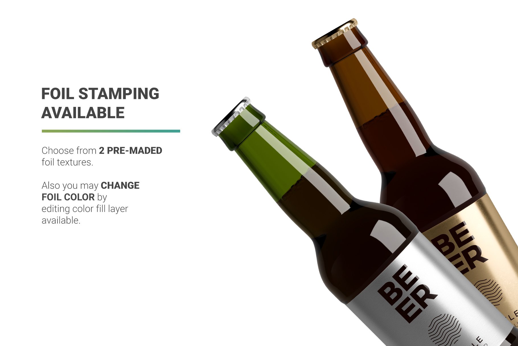 高分辨率啤酒瓶标签设计样机 Beer Bottle Mockup_img_2