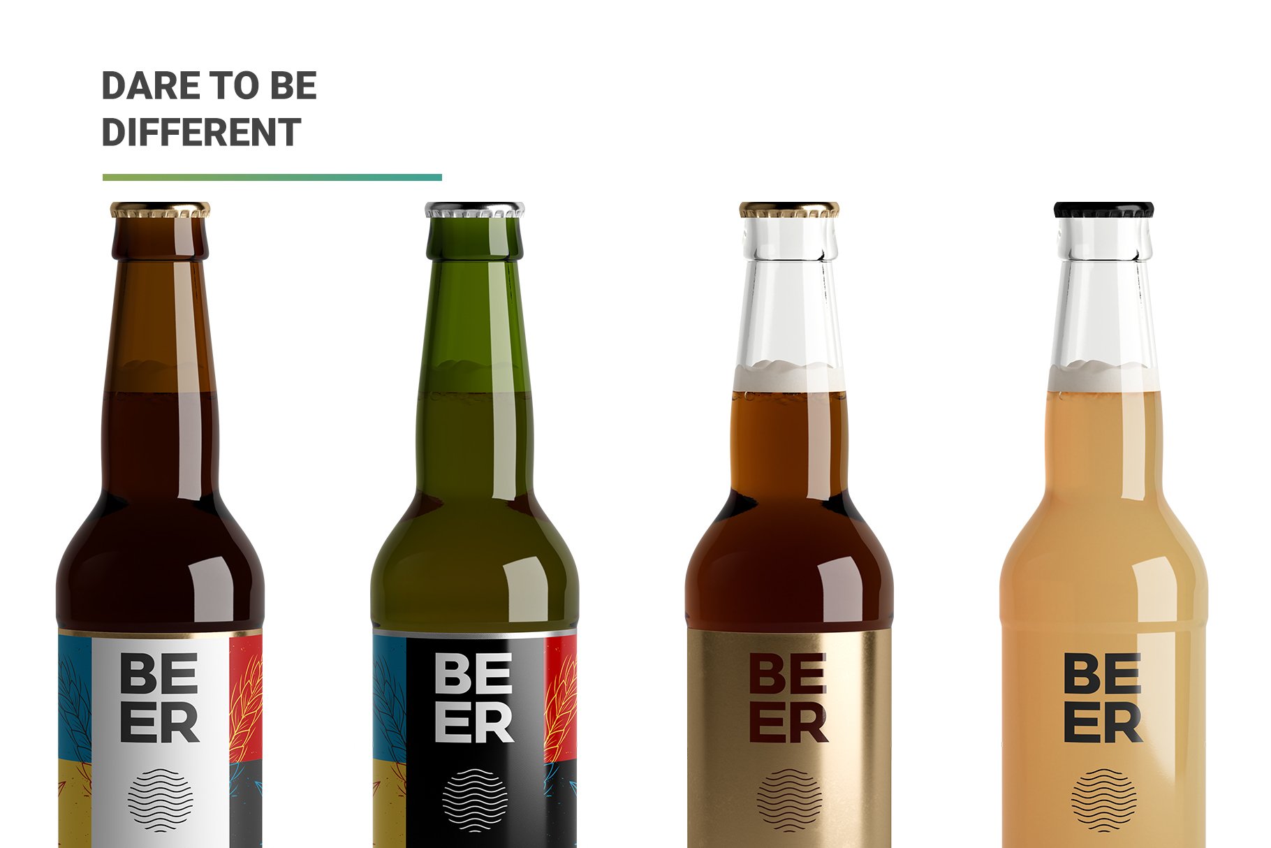 高分辨率啤酒瓶标签设计样机 Beer Bottle Mockup_img_2
