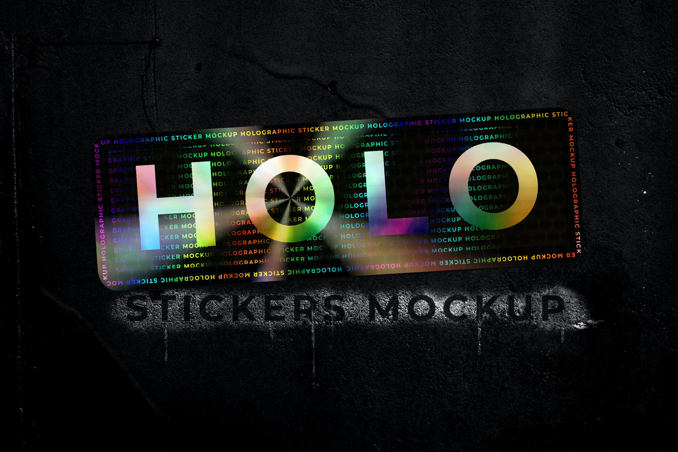 潮流全息渐变标签贴纸设计展示贴图样机 Holographic Sticker Mockup_img_2