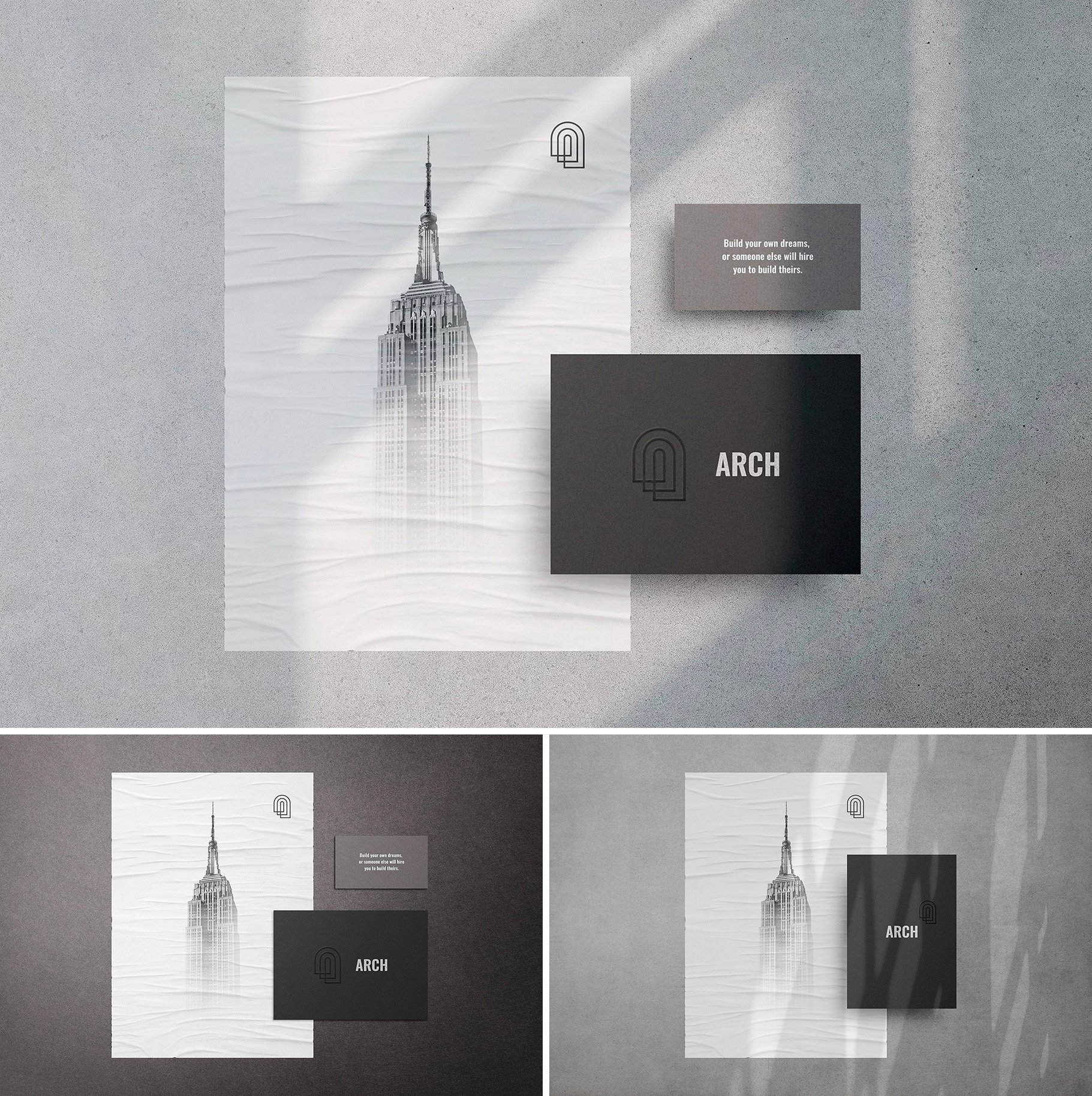 带阴影品牌VI设计办公用品展示贴图样机模板 Solus Shadow Stationery Mockups_img_2