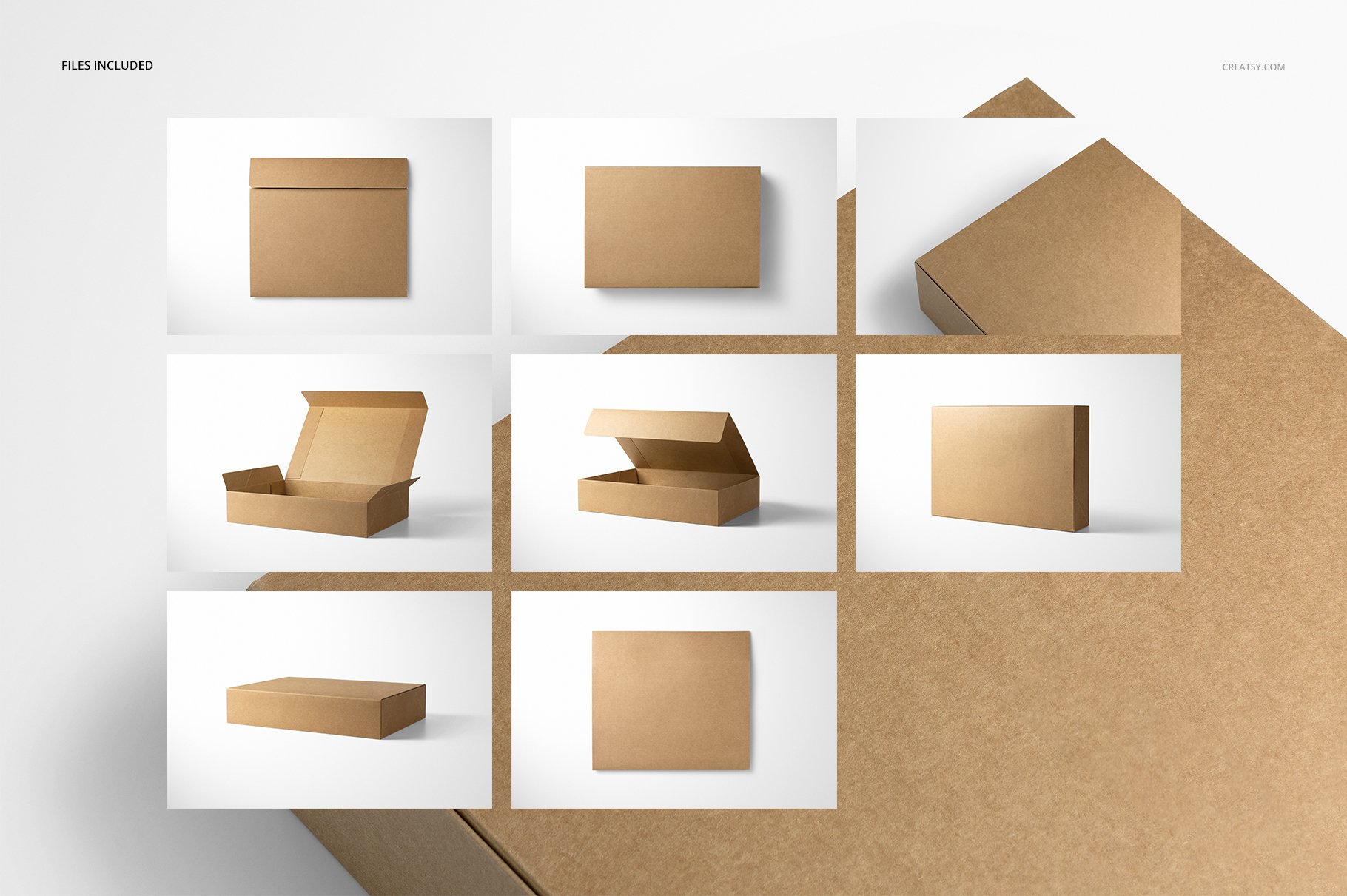 天然产品快递牛皮纸包装盒样机套装 Natural Kraft Set Box Mockup Set_img_2