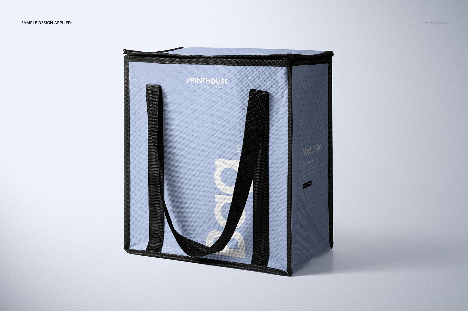 无纺聚丙烯绝缘铝箔外卖保温袋设计展示贴图样机套装 Insulated Cooler Bag Mockup Set_img_2