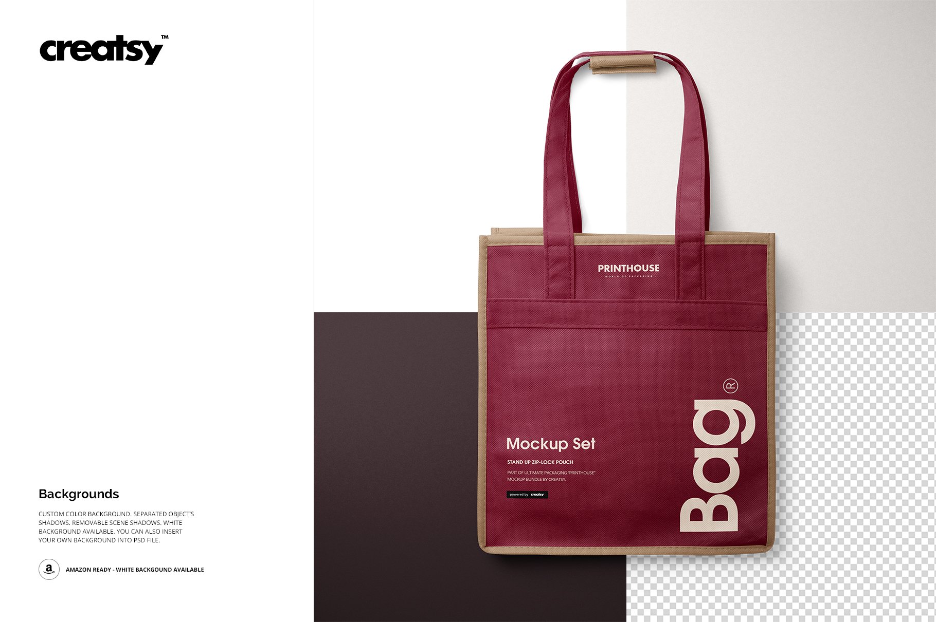 6瓶装无纺布手提袋葡萄酒袋样机套装 6 Bottle Non Woven Tote Bag Mockups_img_2